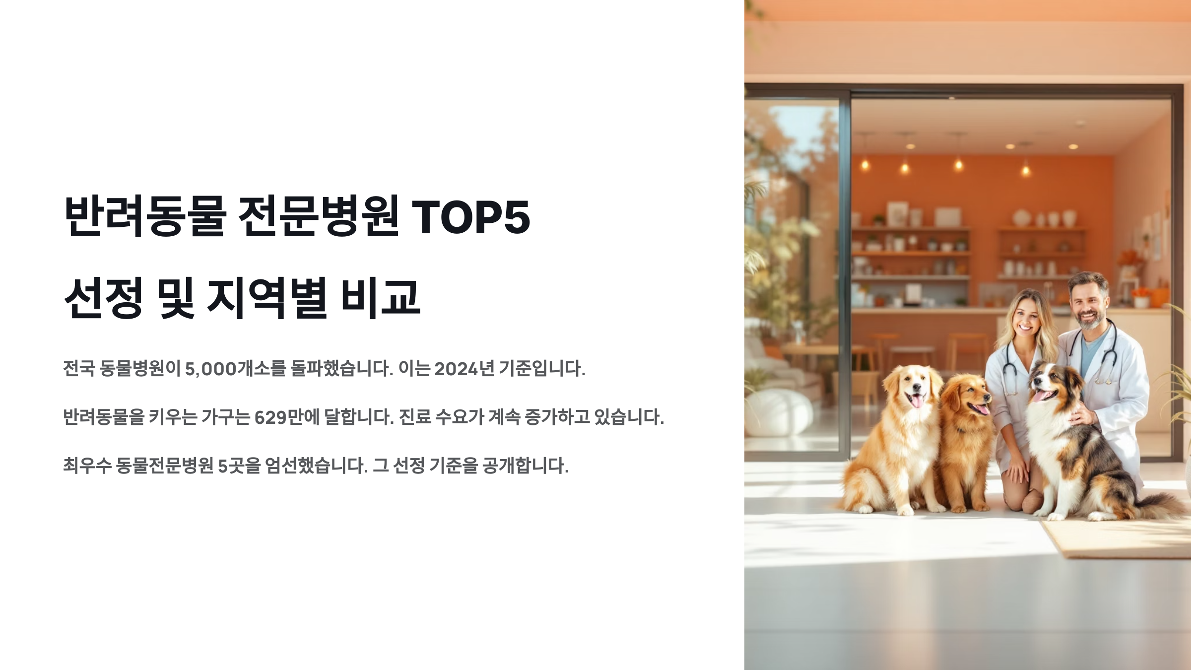반려동물 전문병원 TOP5 선정·지역별 장단점 비교