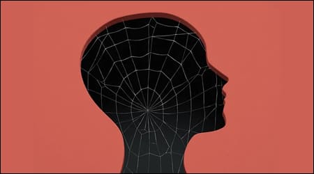 거미줄이 가득 찬 머릿속 일러스트