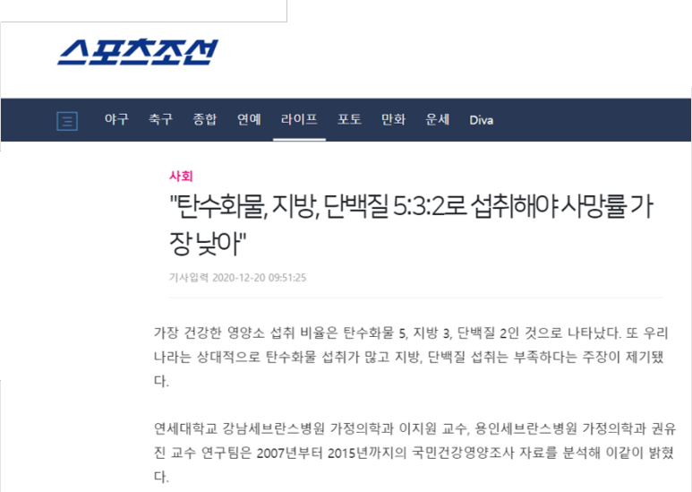 탄수화물 지방 단백질 섭취비율 기사
