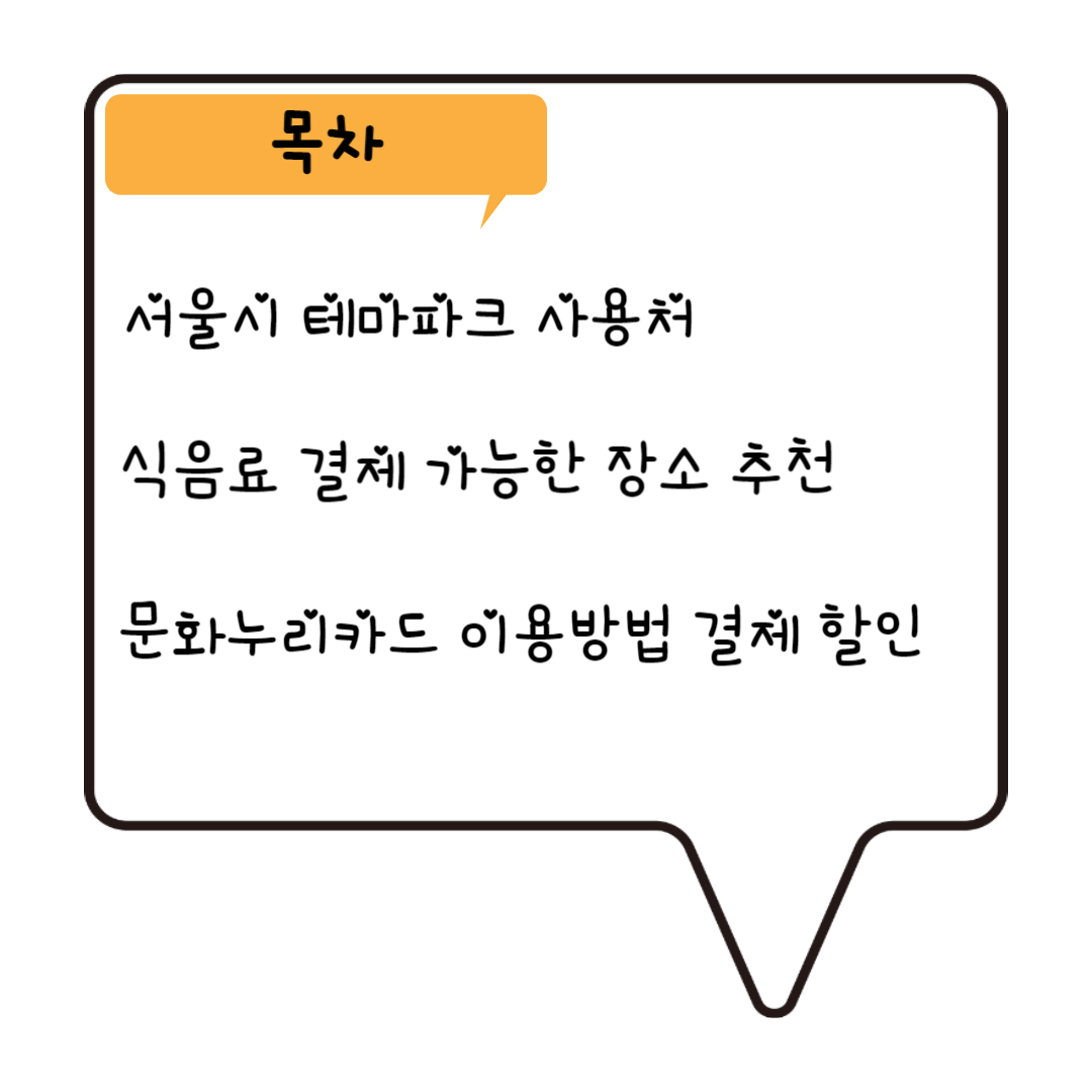 서울시 테마파크 문화누리카드 사용 안내 목차