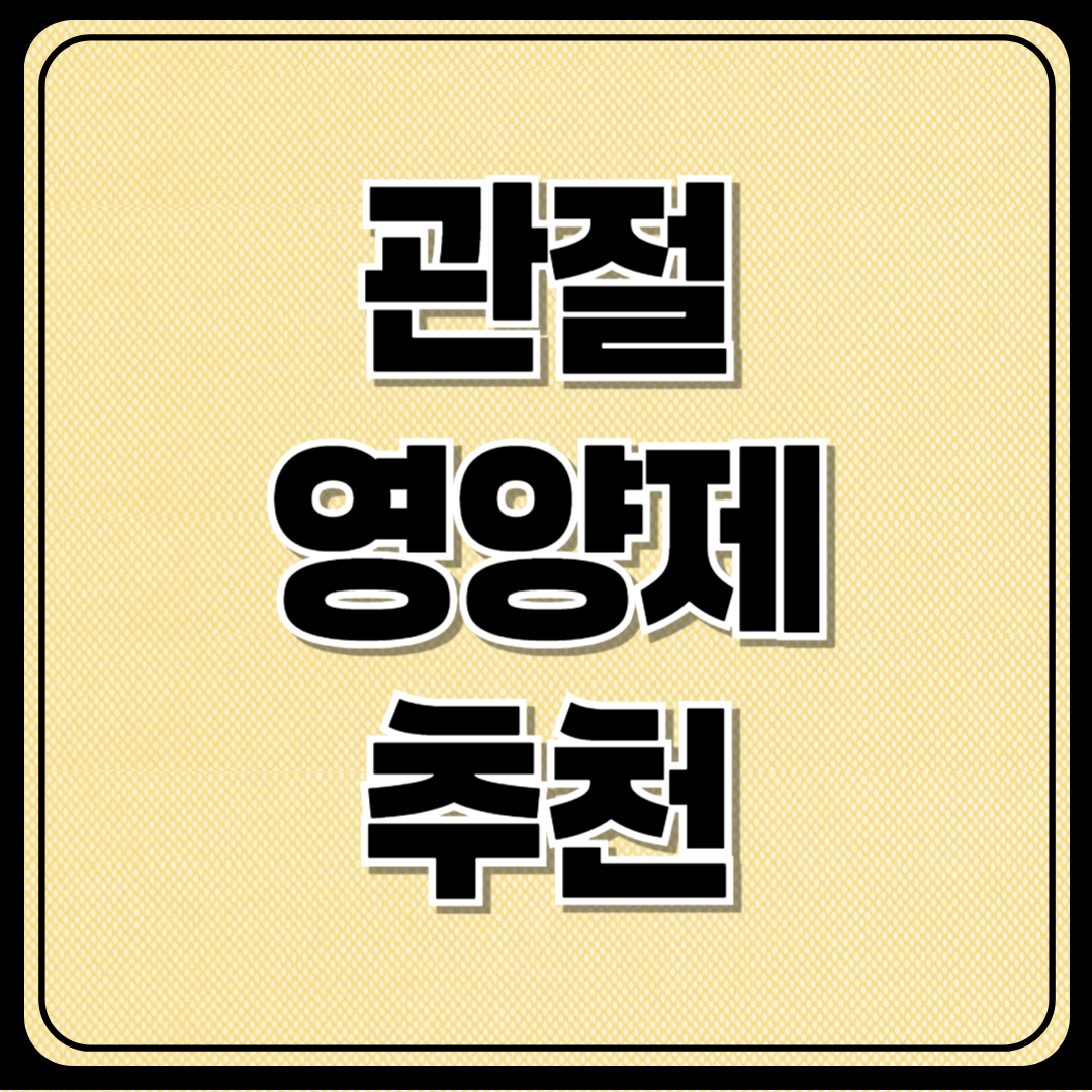 관절 영양제 추천