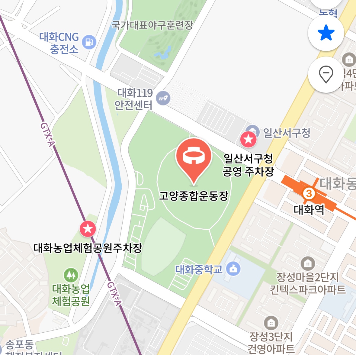 고양종합운동장 근처 주차장 위치