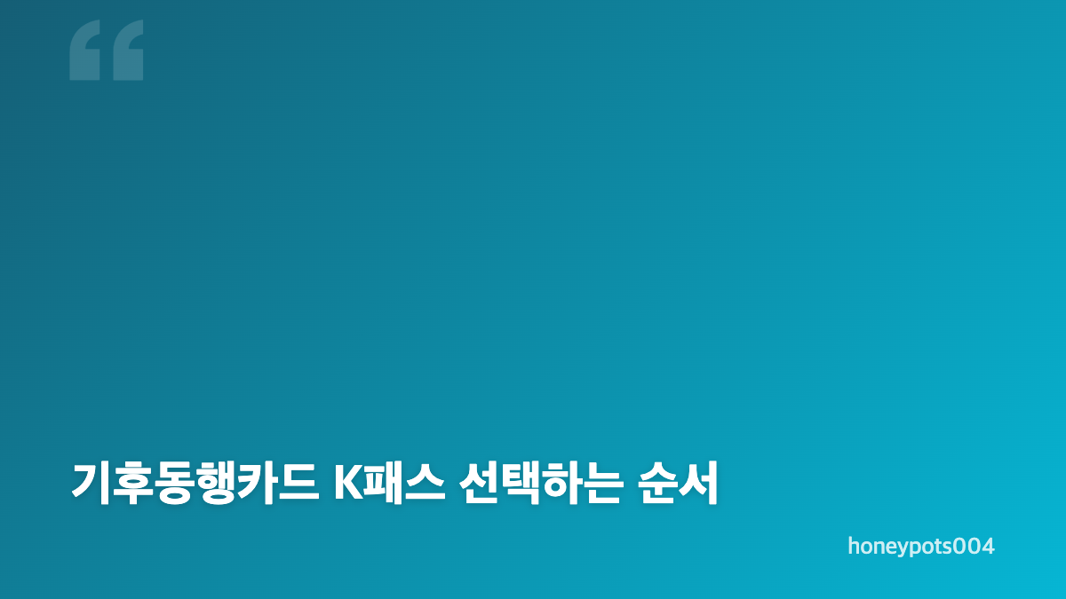 기후동행카드 K패스 월 교통비 비교하는 방법