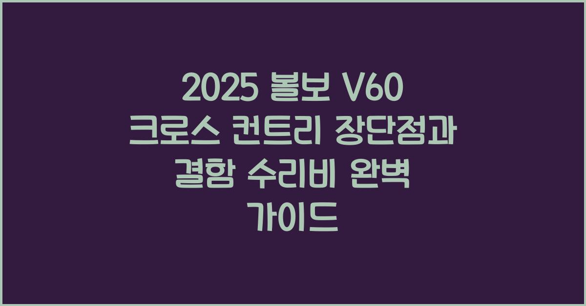 2025 볼보 V60 크로스 컨트리 장단점 결함 수리비