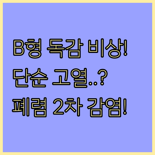 B형 독감 소아 노약자 폐렴 주의 사..