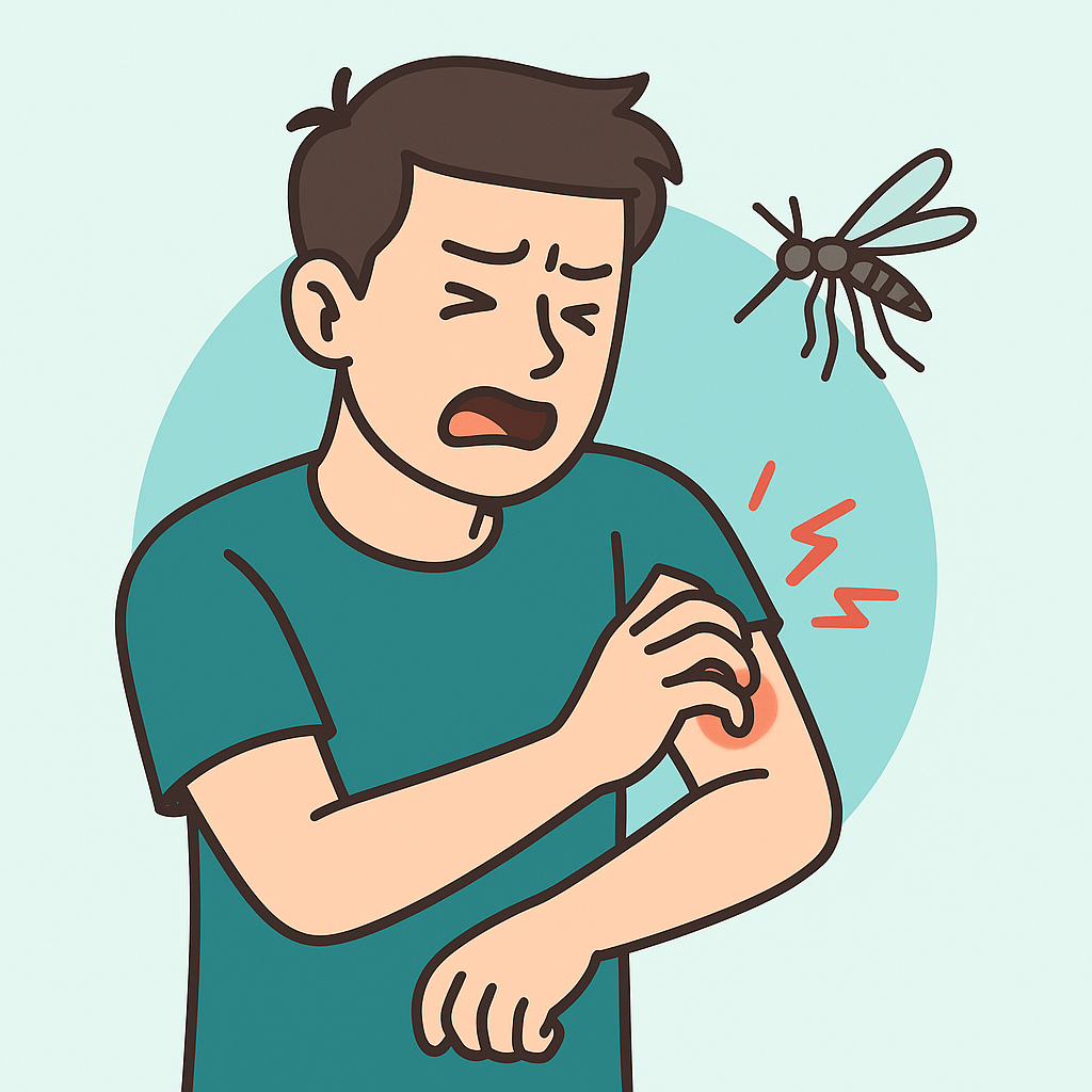 모기 물린 남성 일러스트