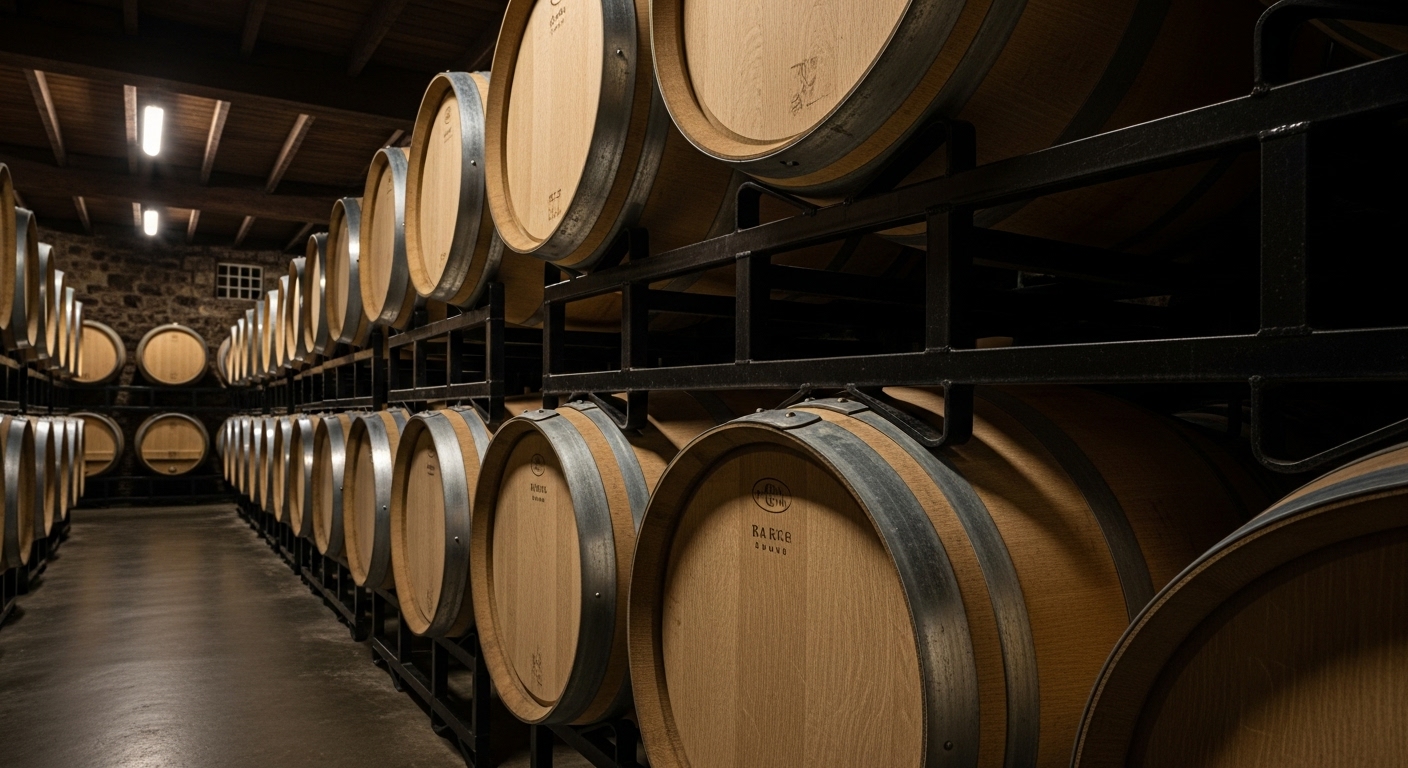 와인 발표 과정 중 오크통