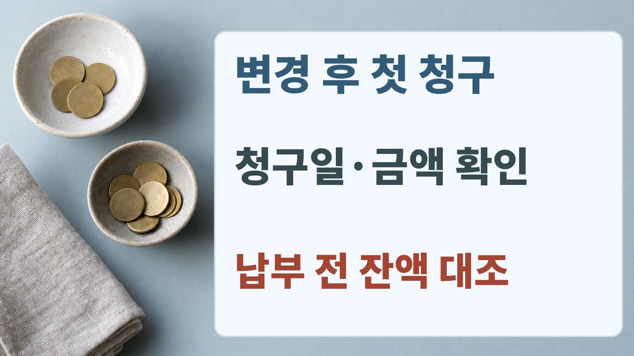 결제일 변경 후 첫 청구일과 금액을 계좌 잔액과 비교하는 예산 확인 카드