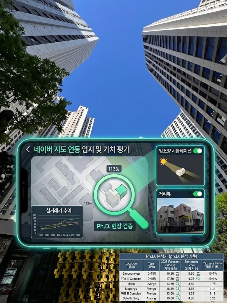 네이버 부동산과 네이버 지도를 연동한 일조권 및 주변 입지 분석 사례