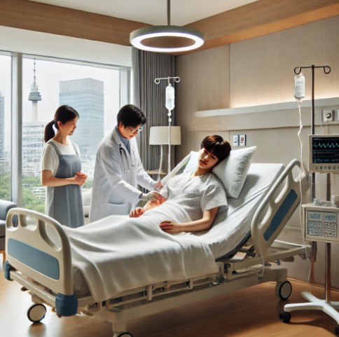 가족의 지지를 받으며 호스피스 치료를 받는 모습