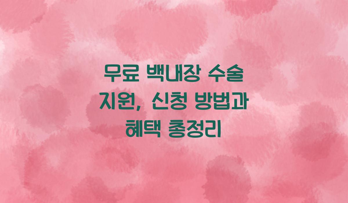 무료 백내장 수술 지원