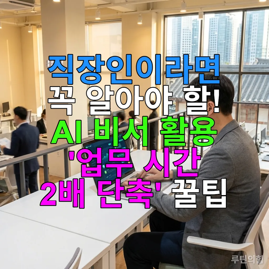AI 비서를 활용하여 업무 효율을 높이는 한국인 직장인의 모습