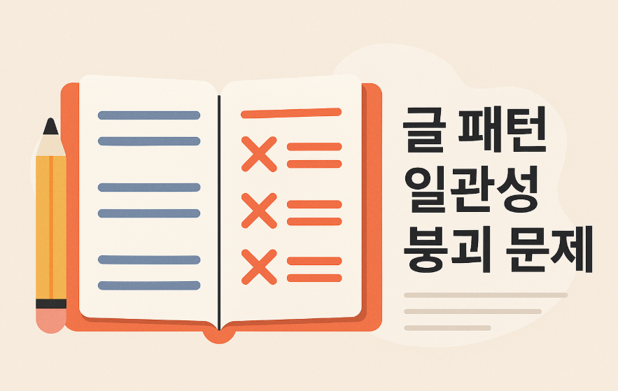 글 패턴 불일치를 보여주는 문서와 경고 아이콘