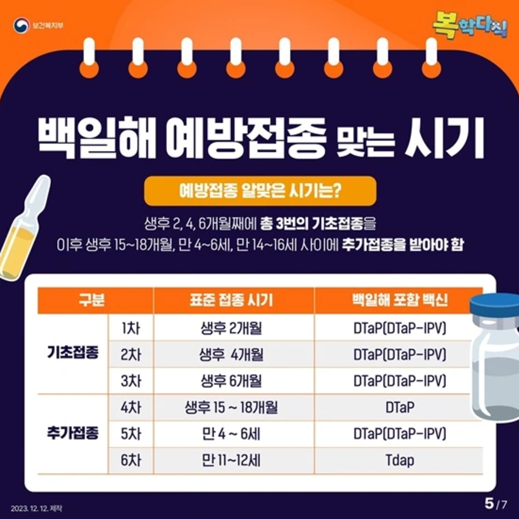 백일해 예방접종 시기