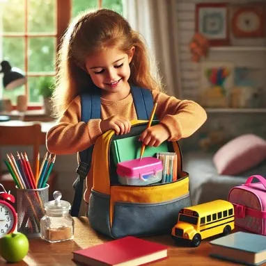 준비물을 챙기는 아이의 모습