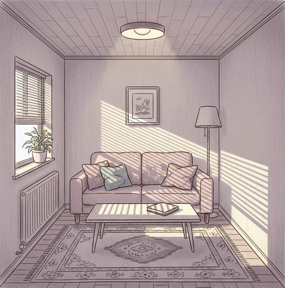 천장조명만 있는 거실