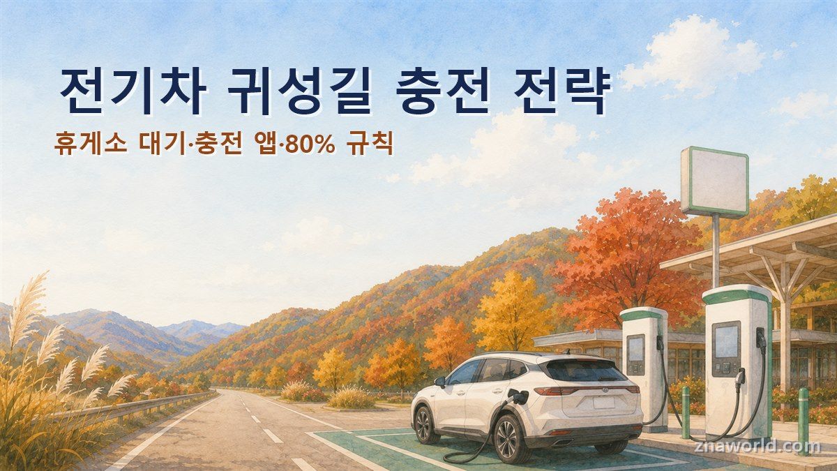 추석 귀성길 고속도로 휴게소 전기차 충전 풍경