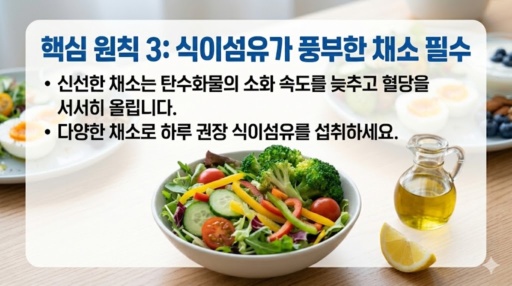 혈당 스파이크 없는 당뇨 아침 식단 구성 핵심 원칙