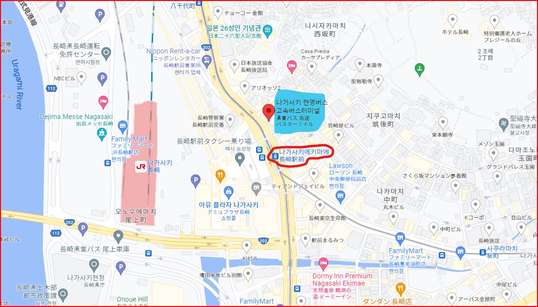 나가사키 고속버스터미널 지도 이미지