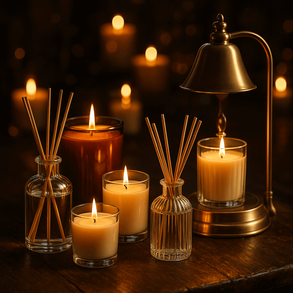 디퓨저와 향초들,그리고 캔들워머 이미지