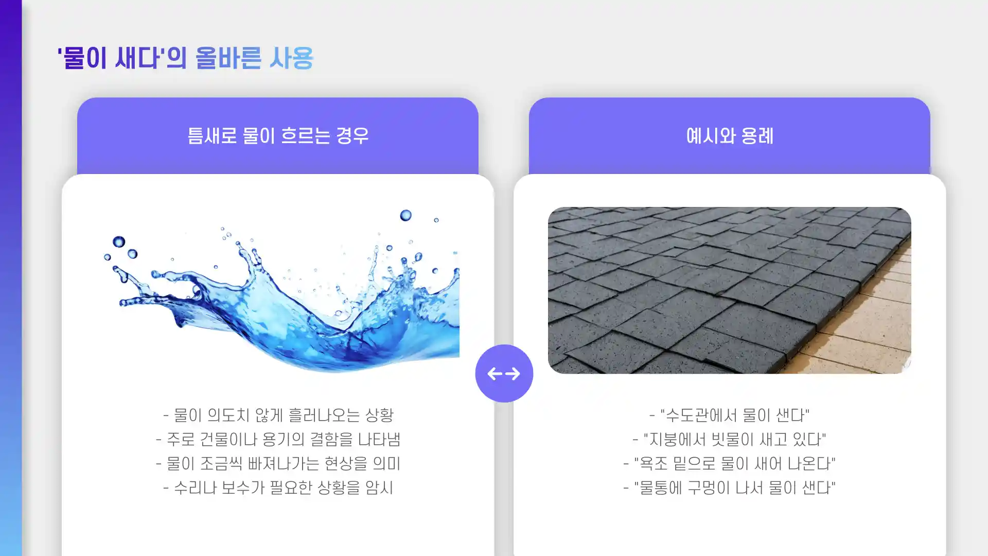 물이 세다 새다