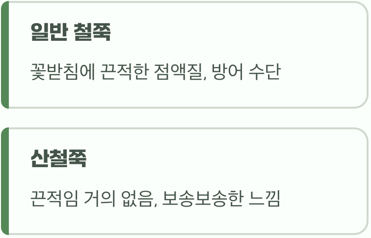 손끝으로 느껴지는 끈적임의 차이