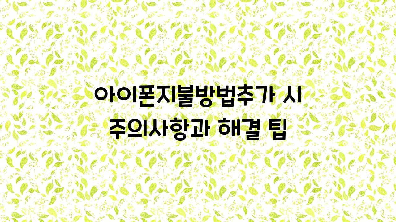 아이폰지불방법추가