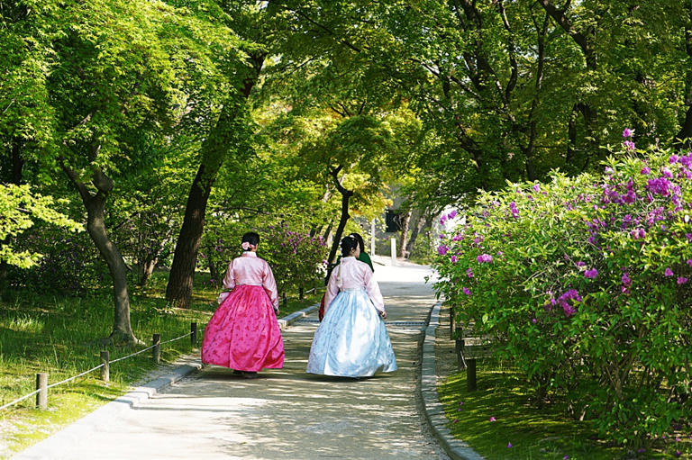 창경궁 한복 입은 여성 관람객
