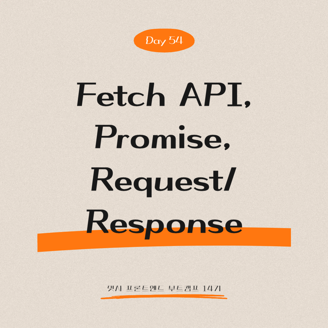 멋쟁이사자처럼 프론트엔드 부트캠프 14기 - Day 54 (비동기 자바스크립트 - Fetch API, Promise, Request/Response)