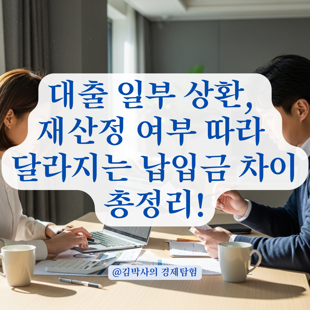 대출 일부 상환 전 필수 체크, 재산정 여부에 따른 월 납입금 변화 분석.