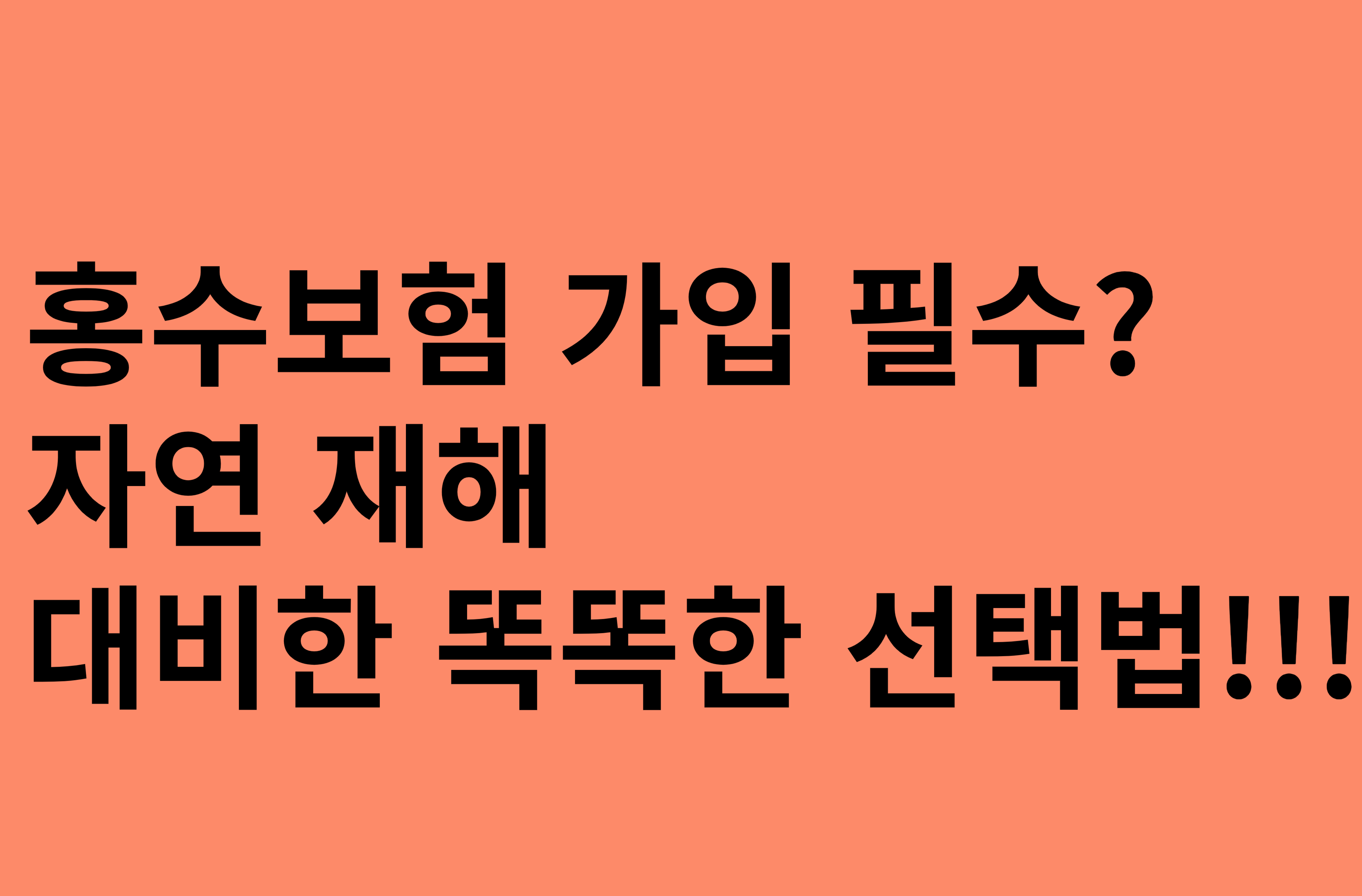 홍수보험 가입 필수?
자연 재해
대비한 똑똑한 선택 법
