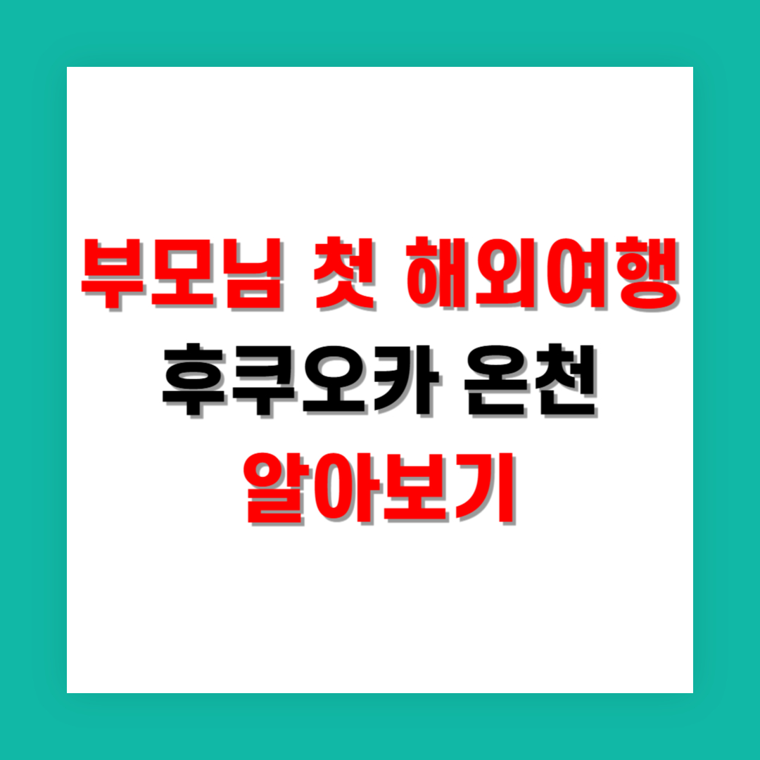 부모님과 첫 해외여행, 후쿠오카 온천 여행 준비팁