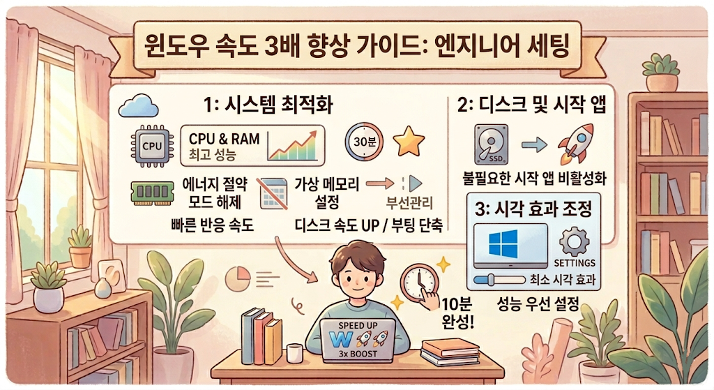 윈도우 컴퓨터 속도 3배 향상: 엔지니어가 알려주는 필수 세팅