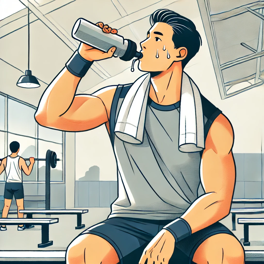 이온음료 마시고 있는 남자 이미지