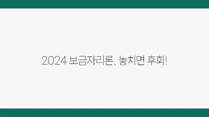 2024 특례 보금자리론의 금리와 대출 한도