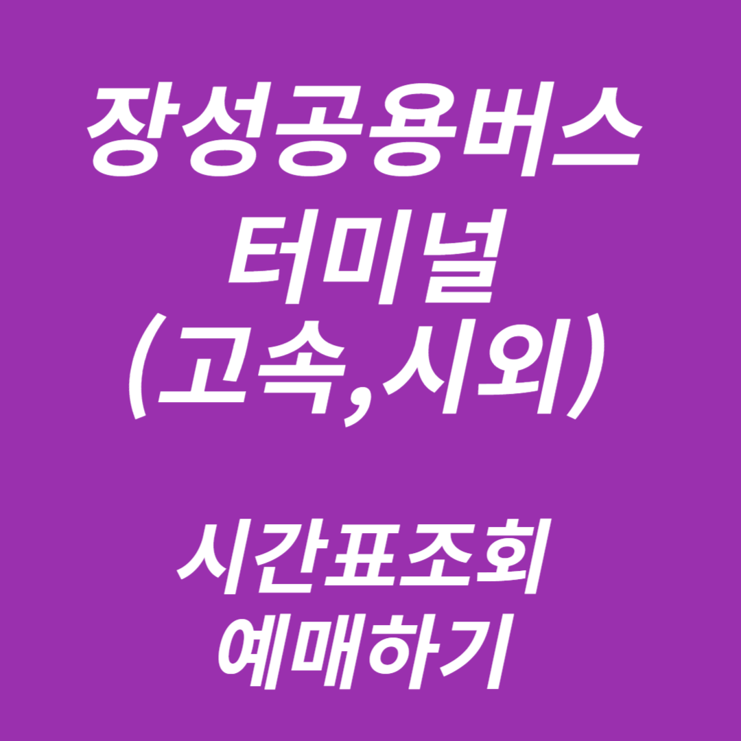 장성공용버스터미널(고속,시외) 시간표조회, 예매