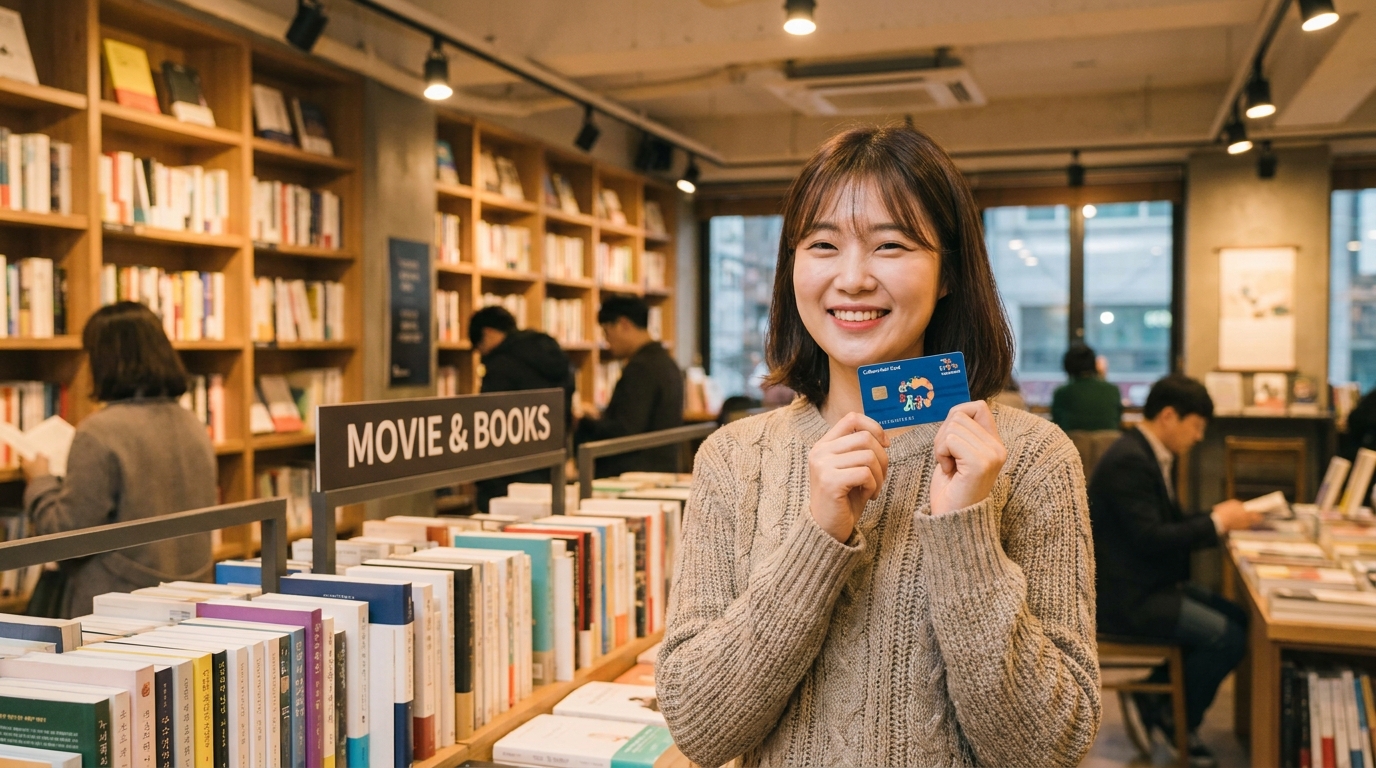 퇴사 후 문화누리카드 혜택을 누리는 한국인 사용자의 모습