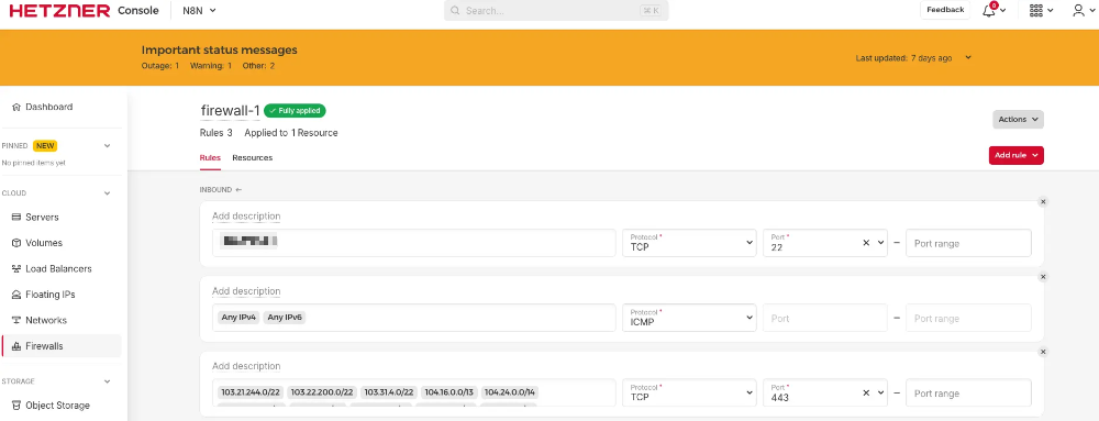 헤츠너 방화벽 수정