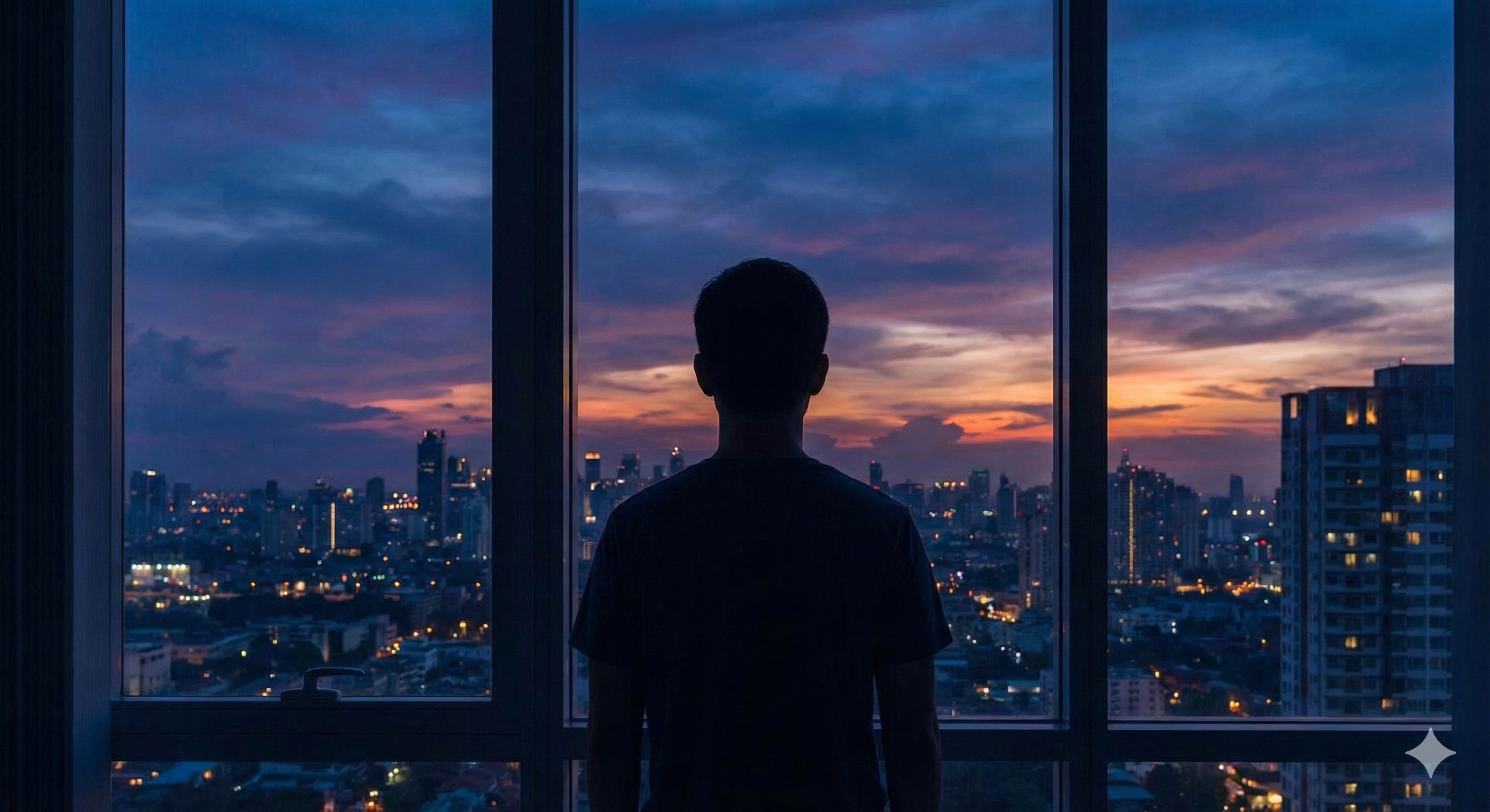 창밖을 바라보는 뒷모습