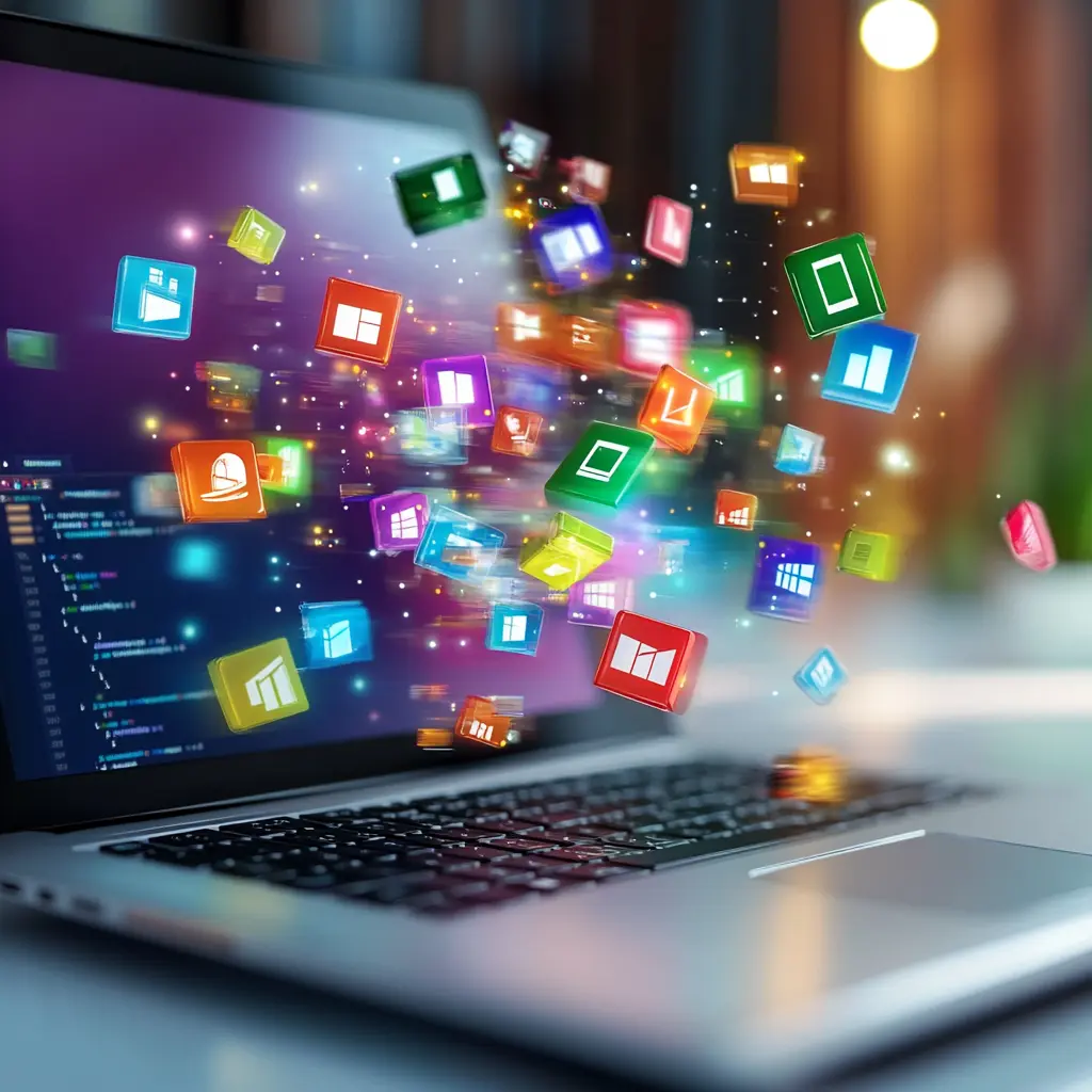 노트북밖으로 유튜브 뿐만 아니라 다양한 정보가 쏟아지는 모습