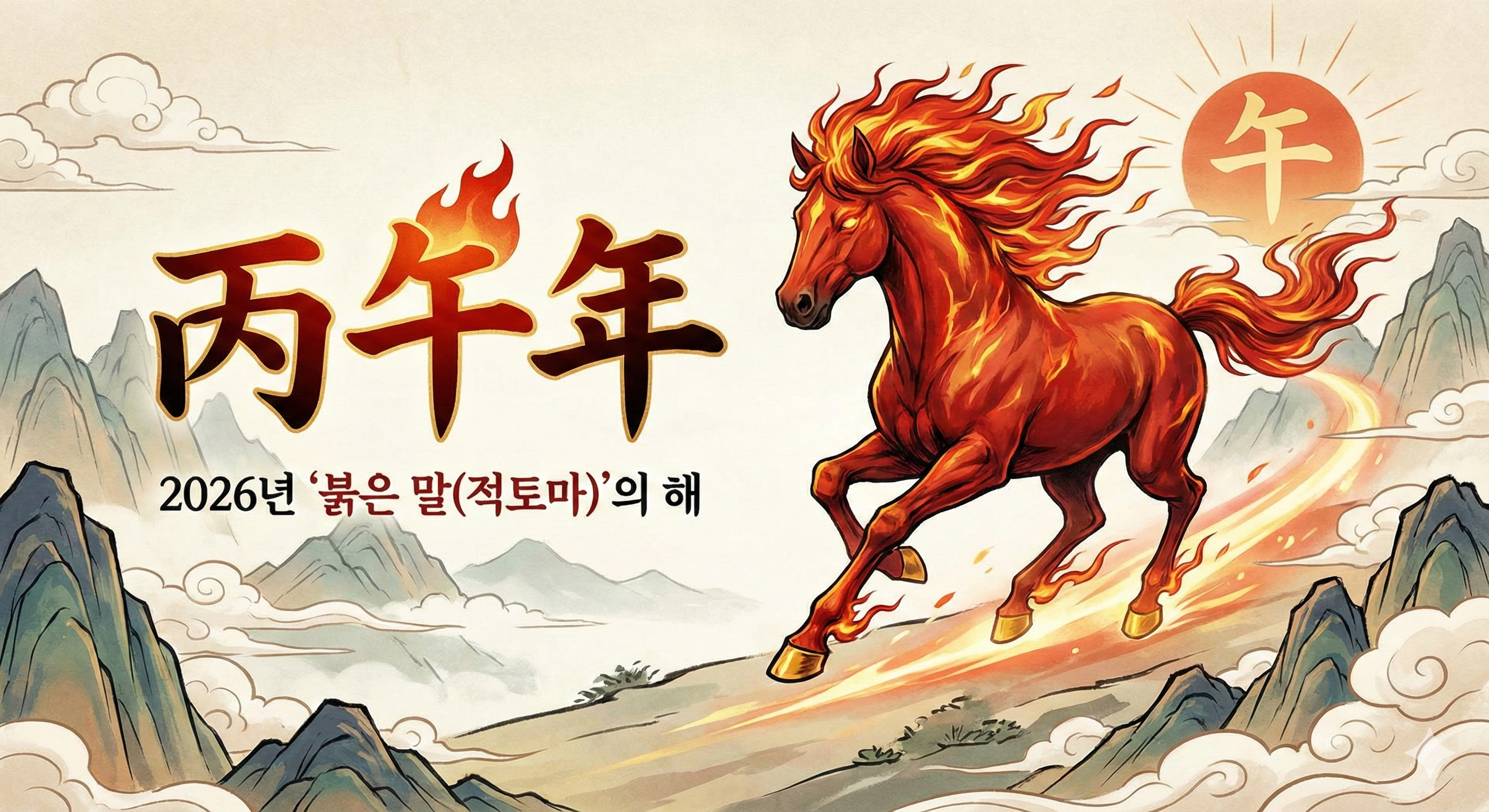 2026년은 병오년(丙午年), 바로 '붉은 말(적토마)'의 해