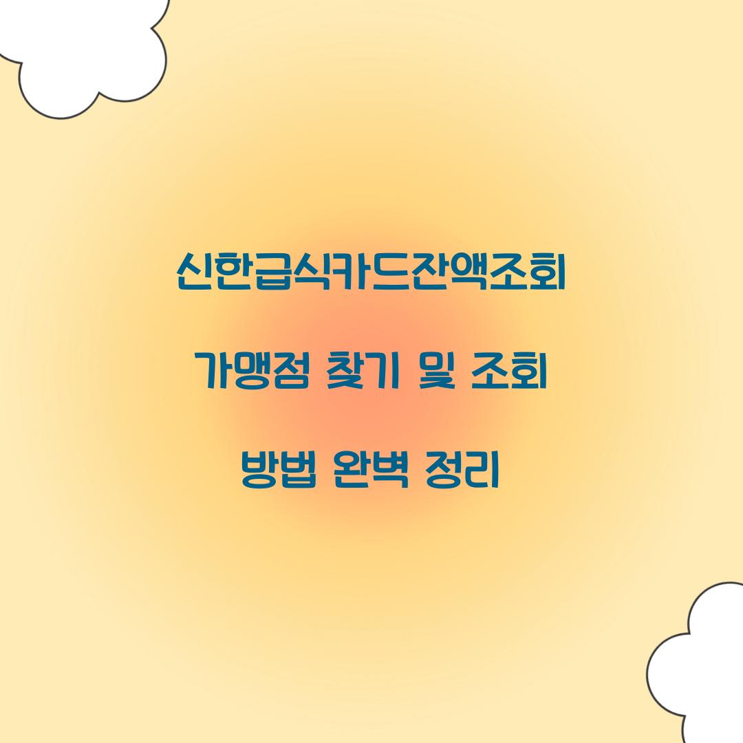 신한급식카드잔액조회
