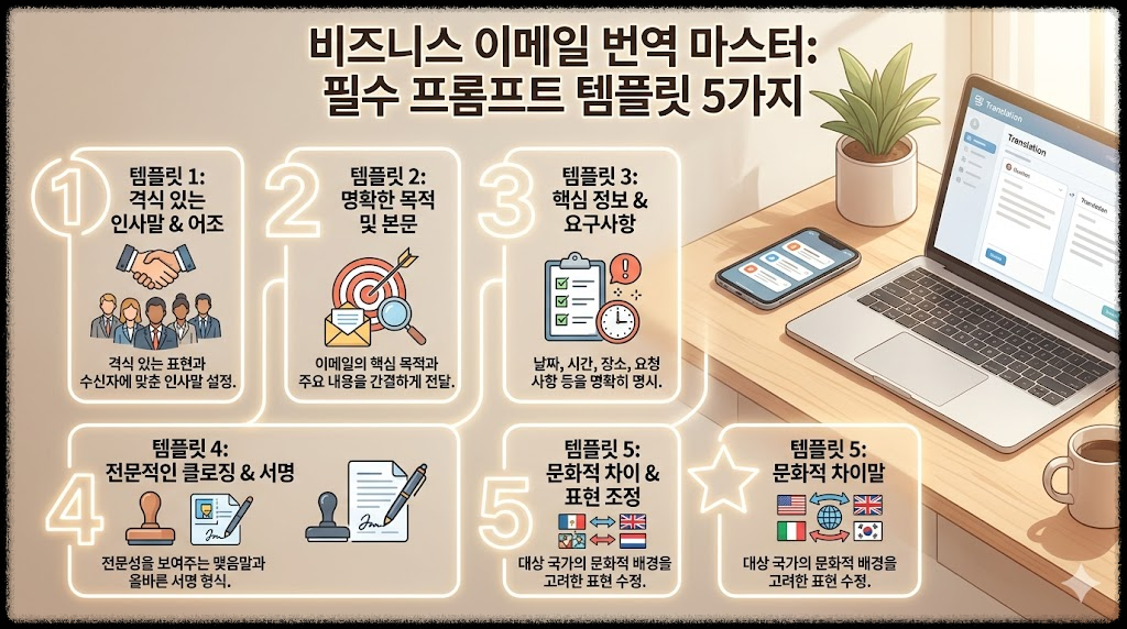 비즈니스 이메일 번역 시 반드시 지켜야 할 프롬프트 템플릿 5가지 만들기