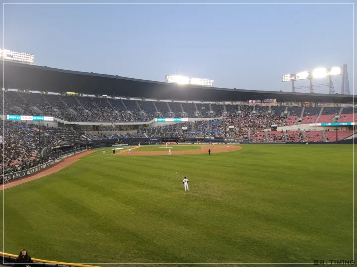 잠실경기장 외야석 앉은 자리