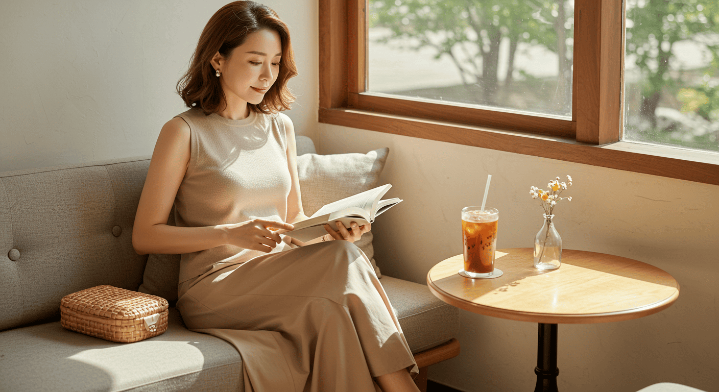 민소매니트 롱스커트 패션