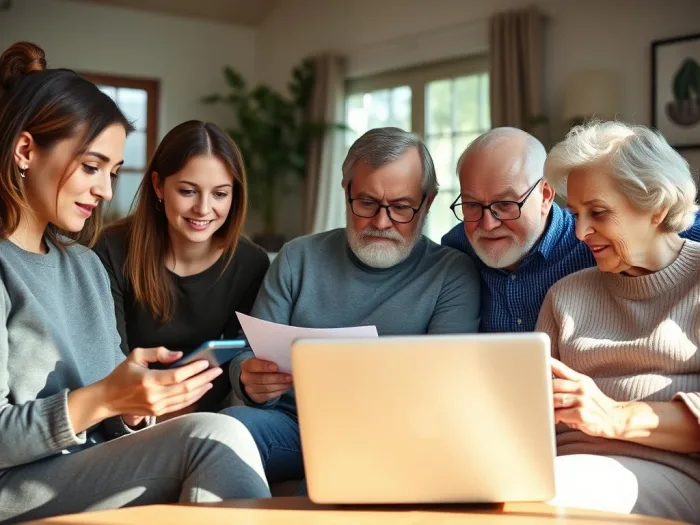 온-가족이-컴퓨터-앞에-앉아-통신비-환급금-신청하는-모습-이미지