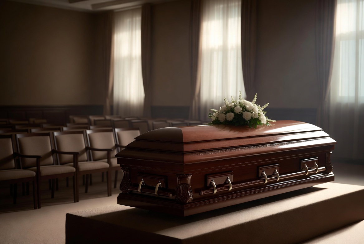 장례식장에 놓여진 관의 모습 ai 이미지