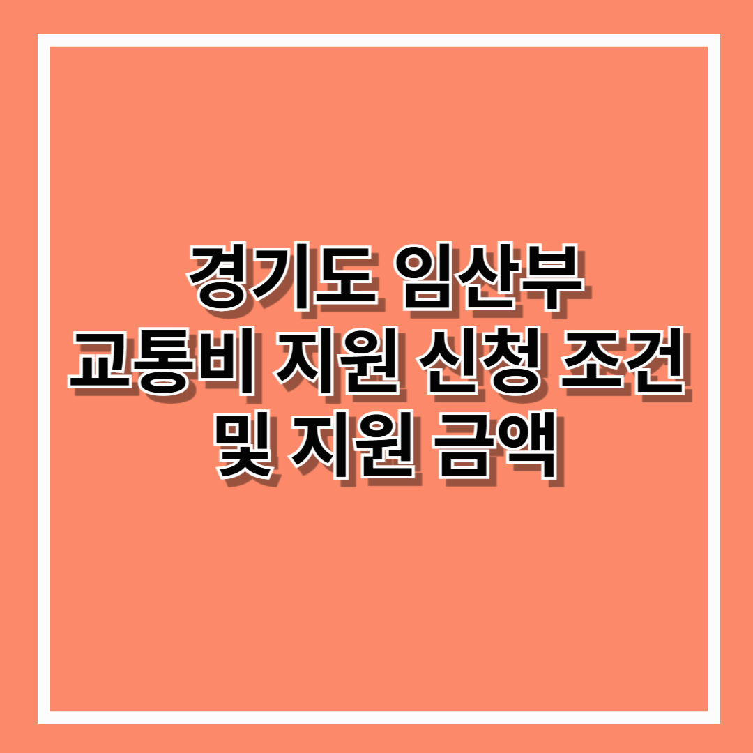 경기도 임산부 교통비 지원 신청 조건 및 지원 금액
