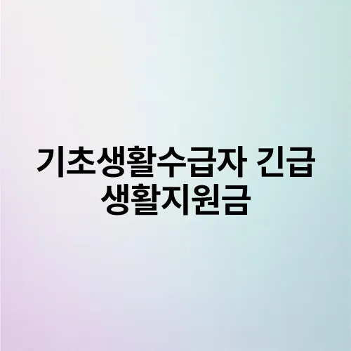 기초생활수급자 긴급 생활지원금