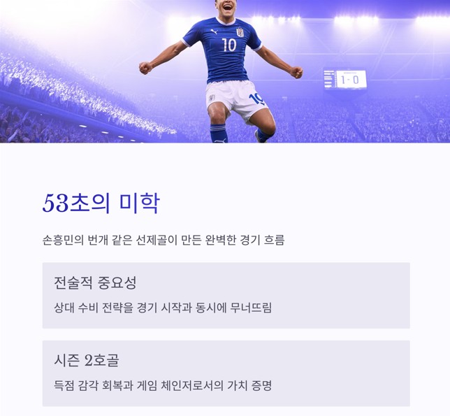 53초의 미학: 경기의 흐름을 만든 손흥민의 선제골